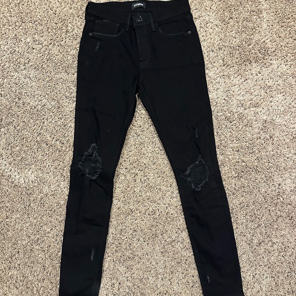 Express Black Ripped Skinny Jeans